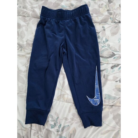Nike Boys Track Jogger Pants Size 2T Navy Blue Logo Swoosh - Picture 1 of 4